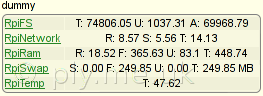 RpiUtils readings and cpu temperature plot